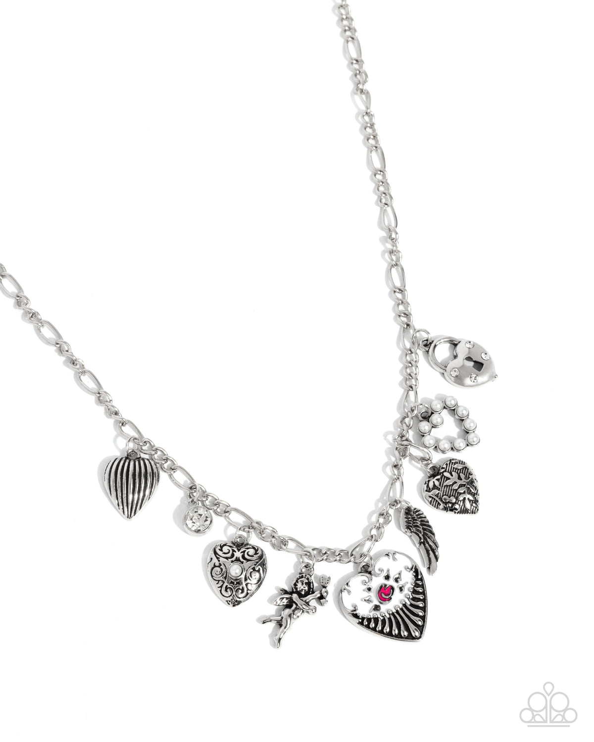 Caring Collection White Heart Charm Necklace - Paparazzi Accessories- lightbox - CarasShop.com - Paparazzi Jewelry by Cara Jewels