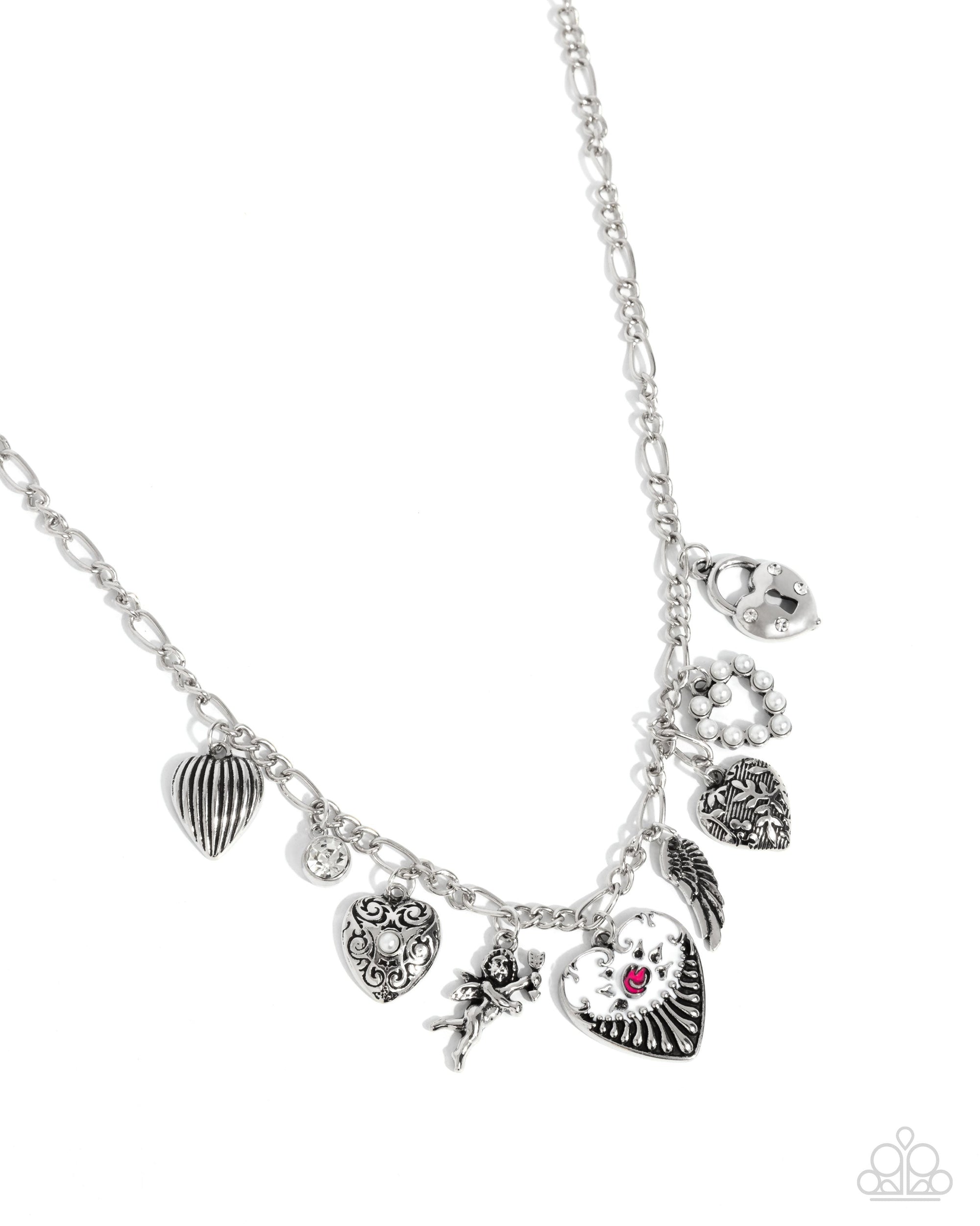 Caring Collection White Heart Charm Necklace - Paparazzi Accessories- lightbox - CarasShop.com - Paparazzi Jewelry by Cara Jewels