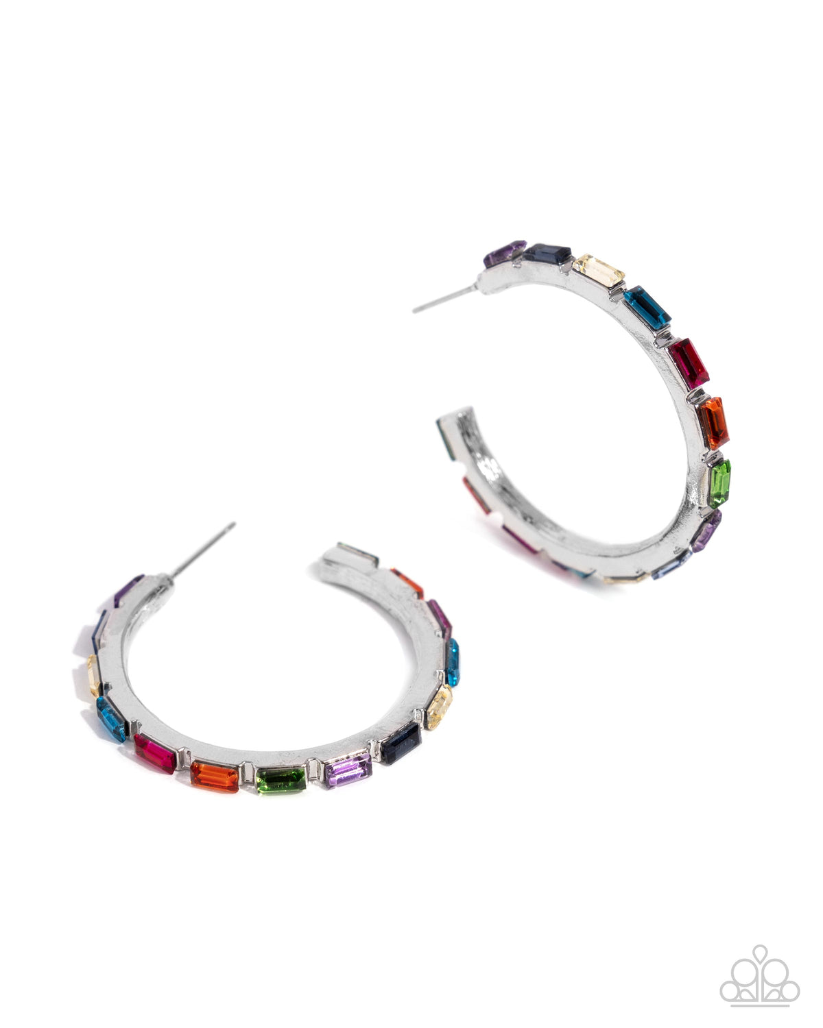 Carnival Chic Multi Rhinestone Hoop Earrings - Paparazzi Accessories- lightbox - CarasShop.com - Paparazzi Jewelry by Cara Jewels