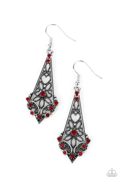 Casablanca Charisma Red Earrings - Paparazzi Accessories- lightbox - CarasShop.com - Paparazzi Jewelry by Cara Jewels