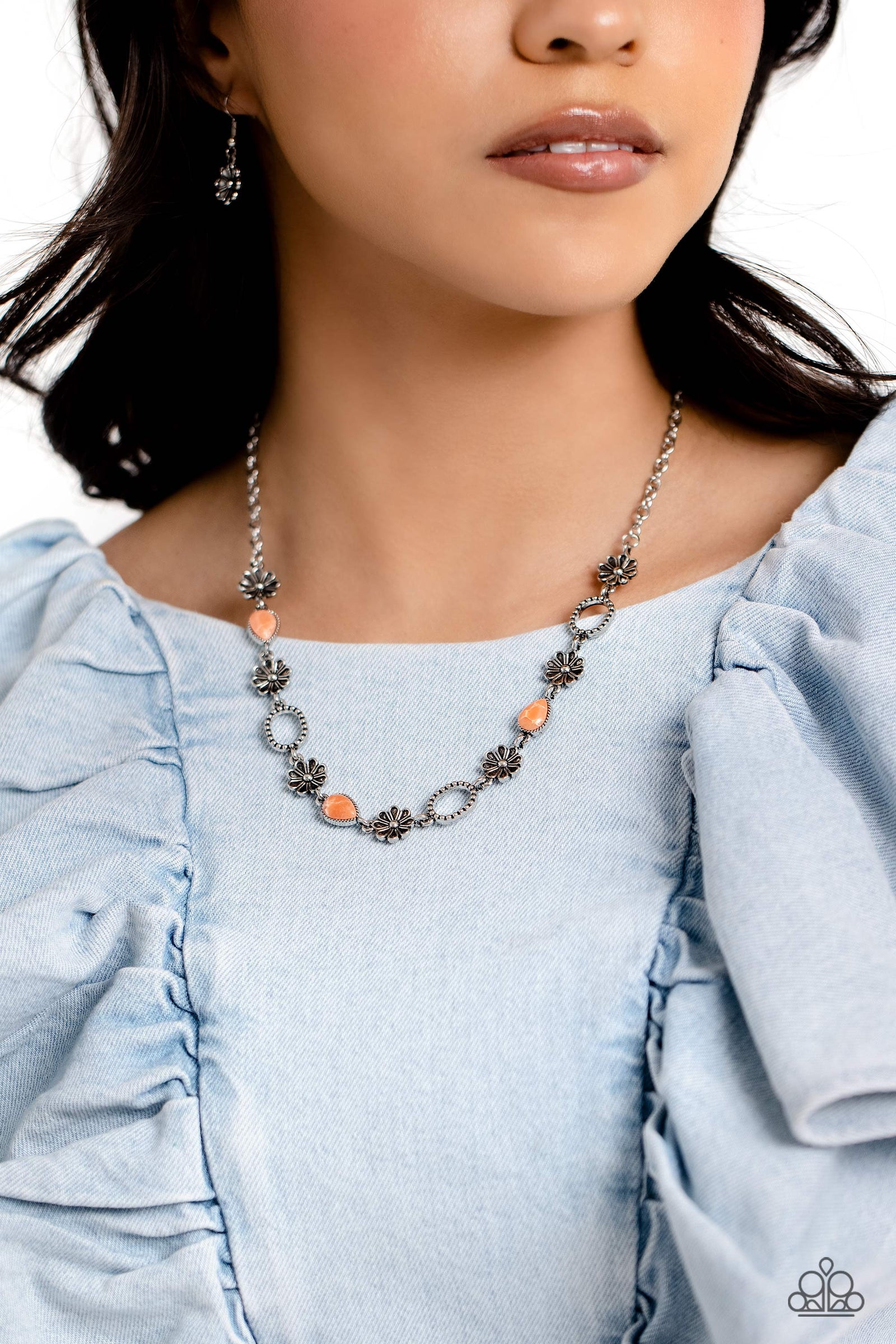 Casablanca Chic Orange Stone Necklace - Paparazzi Accessories- lightbox - CarasShop.com - Paparazzi Jewelry by Cara Jewels