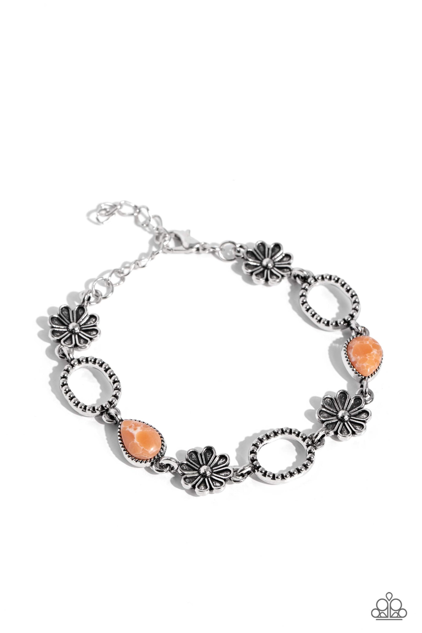 Casablanca Craze Orange Stone Bracelet - Paparazzi Accessories- lightbox - CarasShop.com - Paparazzi Jewelry by Cara Jewels