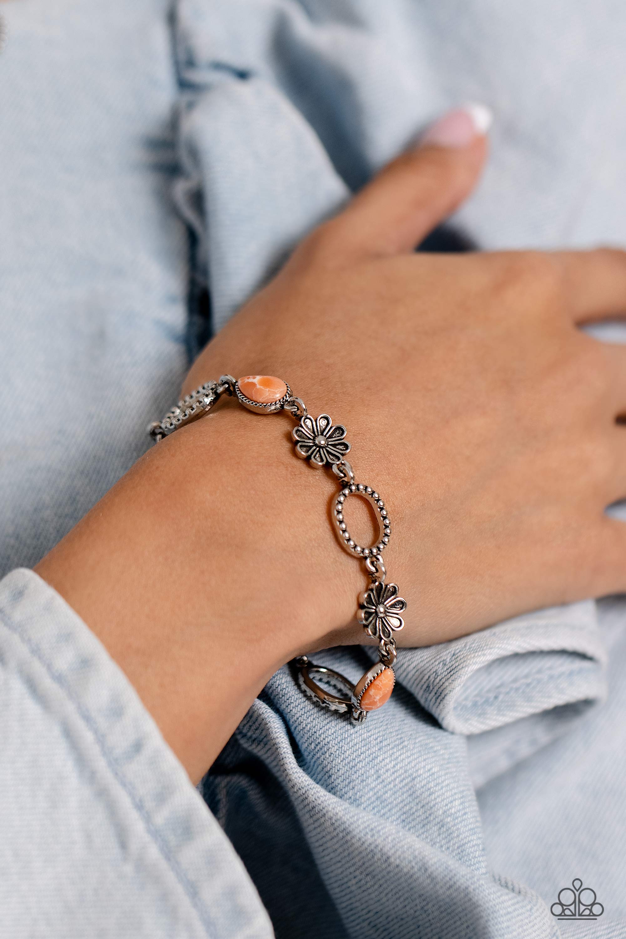 Casablanca Craze Orange Stone Bracelet - Paparazzi Accessories- lightbox - CarasShop.com - Paparazzi Jewelry by Cara Jewels