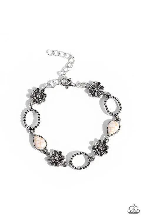 Casablanca Craze White Bracelet - Paparazzi Accessories- lightbox - CarasShop.com - Paparazzi Jewelry by Cara Jewels