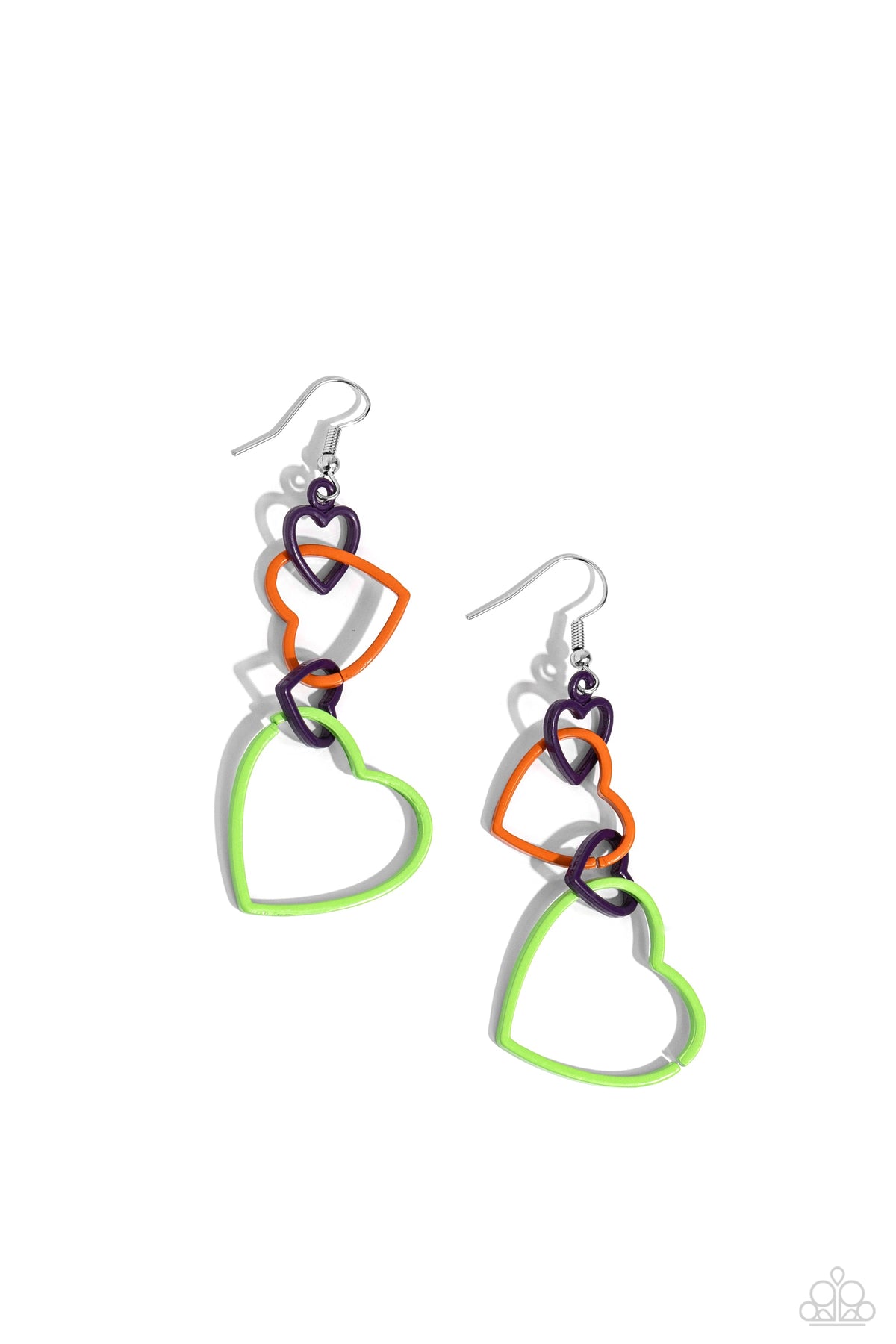 Cascading Crush Multi Heart Earrings - Paparazzi Accessories- lightbox - CarasShop.com - Paparazzi Jewelry by Cara Jewels