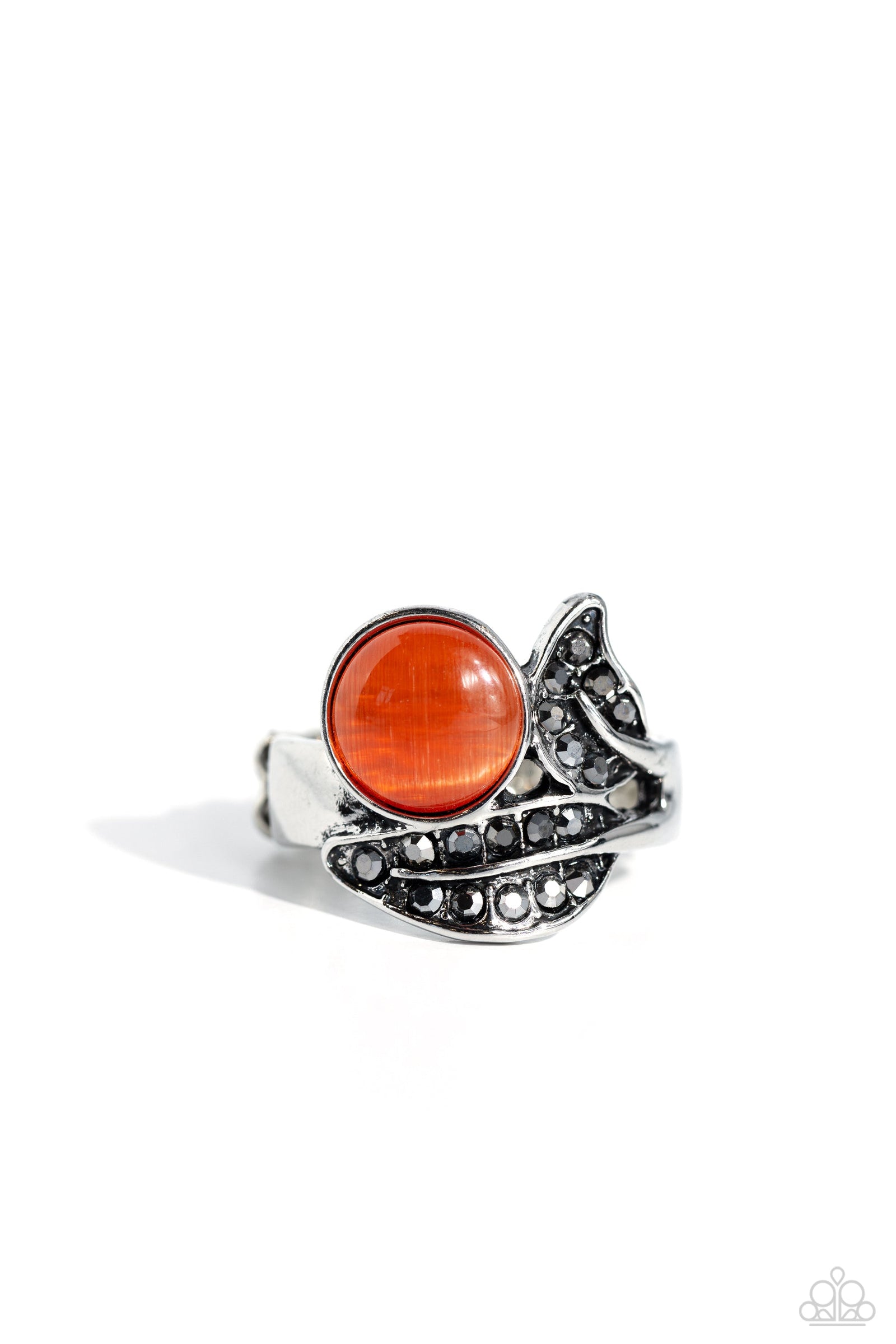 Cats Eye Candy Orange Stone Ring - Paparazzi Accessories- lightbox - CarasShop.com - Paparazzi Jewelry by Cara Jewels