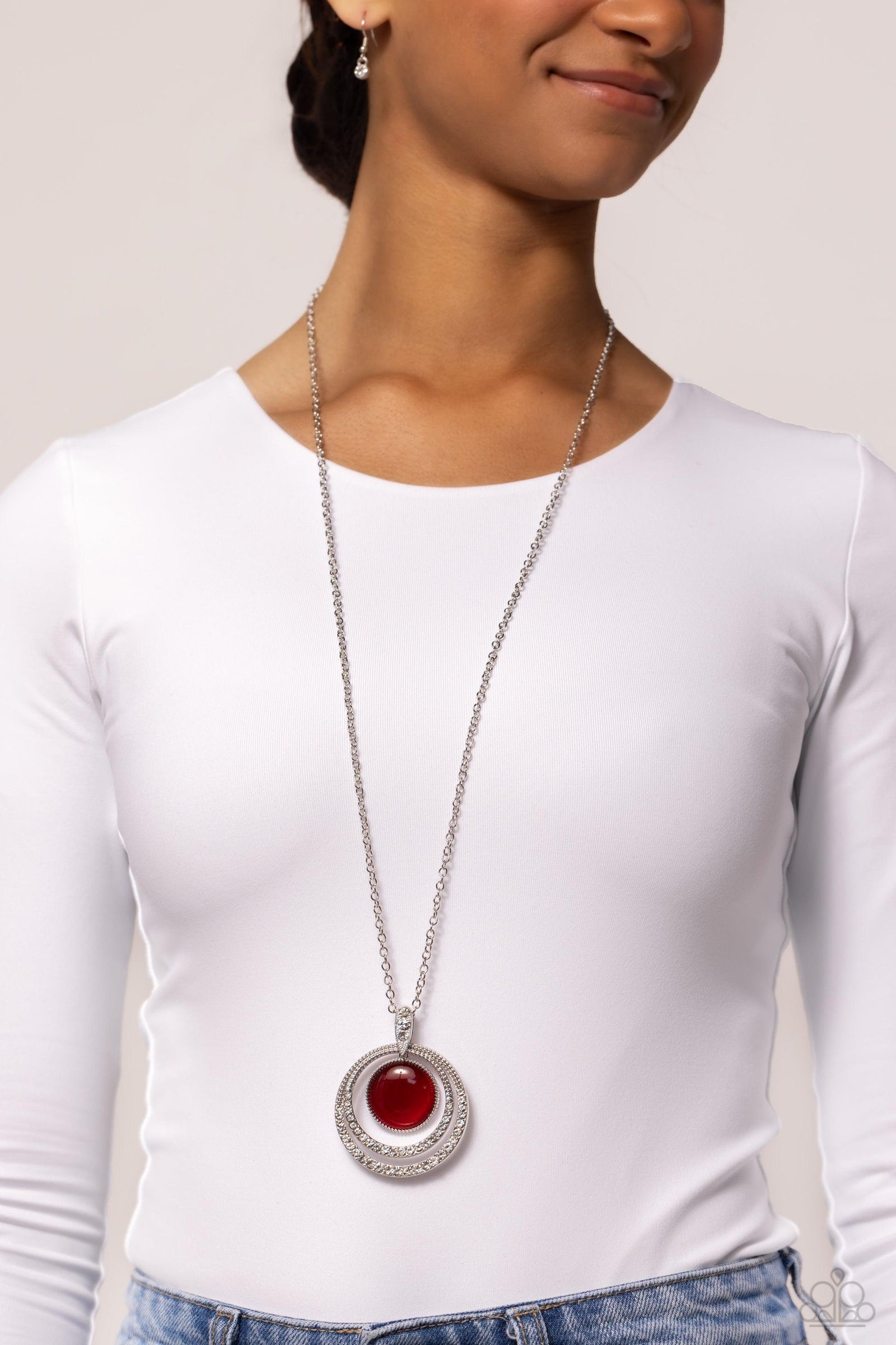 Cats Eye Couture Red Necklace - Paparazzi Accessories- lightbox - CarasShop.com - Paparazzi Jewelry by Cara Jewels