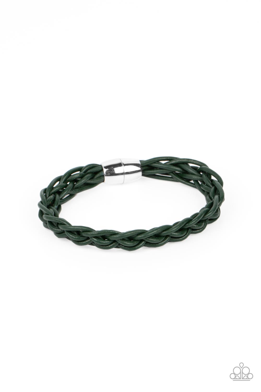 Cattle Ranch Green Leather Bracelet - Paparazzi Accessories- lightbox - CarasShop.com - Paparazzi Jewelry by Cara Jewels