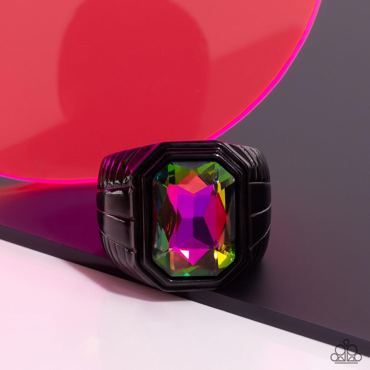 Cavalier Claim Multi Oil Spill Men's Ring - Paparazzi Accessories- lightbox - CarasShop.com - Paparazzi Jewelry by Cara Jewels