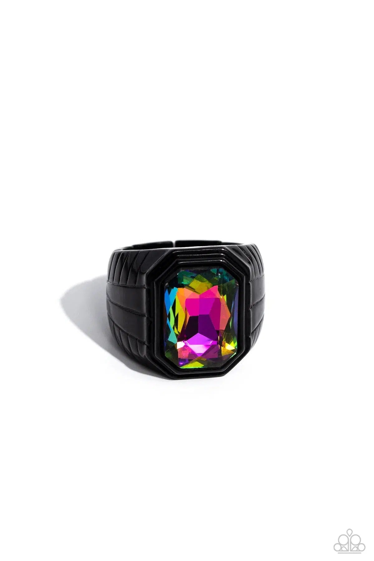 Cavalier Claim Multi Oil Spill Men's Ring - Paparazzi Accessories- lightbox - CarasShop.com - Paparazzi Jewelry by Cara Jewels