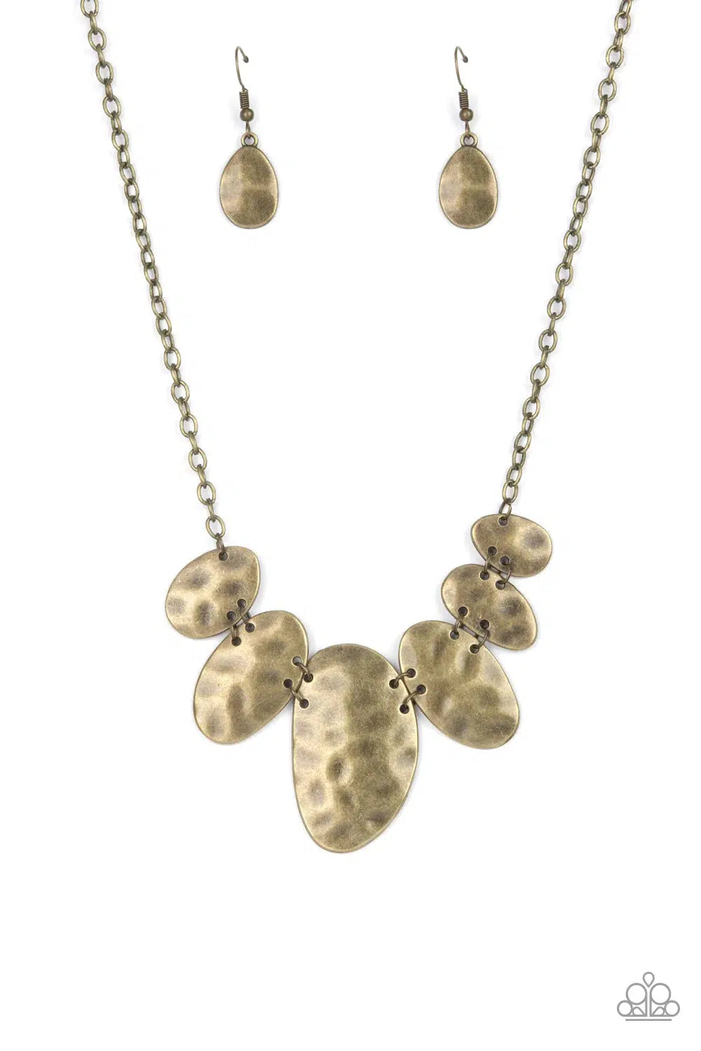 Cave Crawl Brass Necklace - Paparazzi Accessories- lightbox - CarasShop.com - Paparazzi Jewelry by Cara Jewels