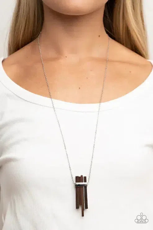 Cayman Castaway Brown Necklace - Paparazzi Accessories-on model - CarasShop.com - Paparazzi Jewelry by Cara Jewels