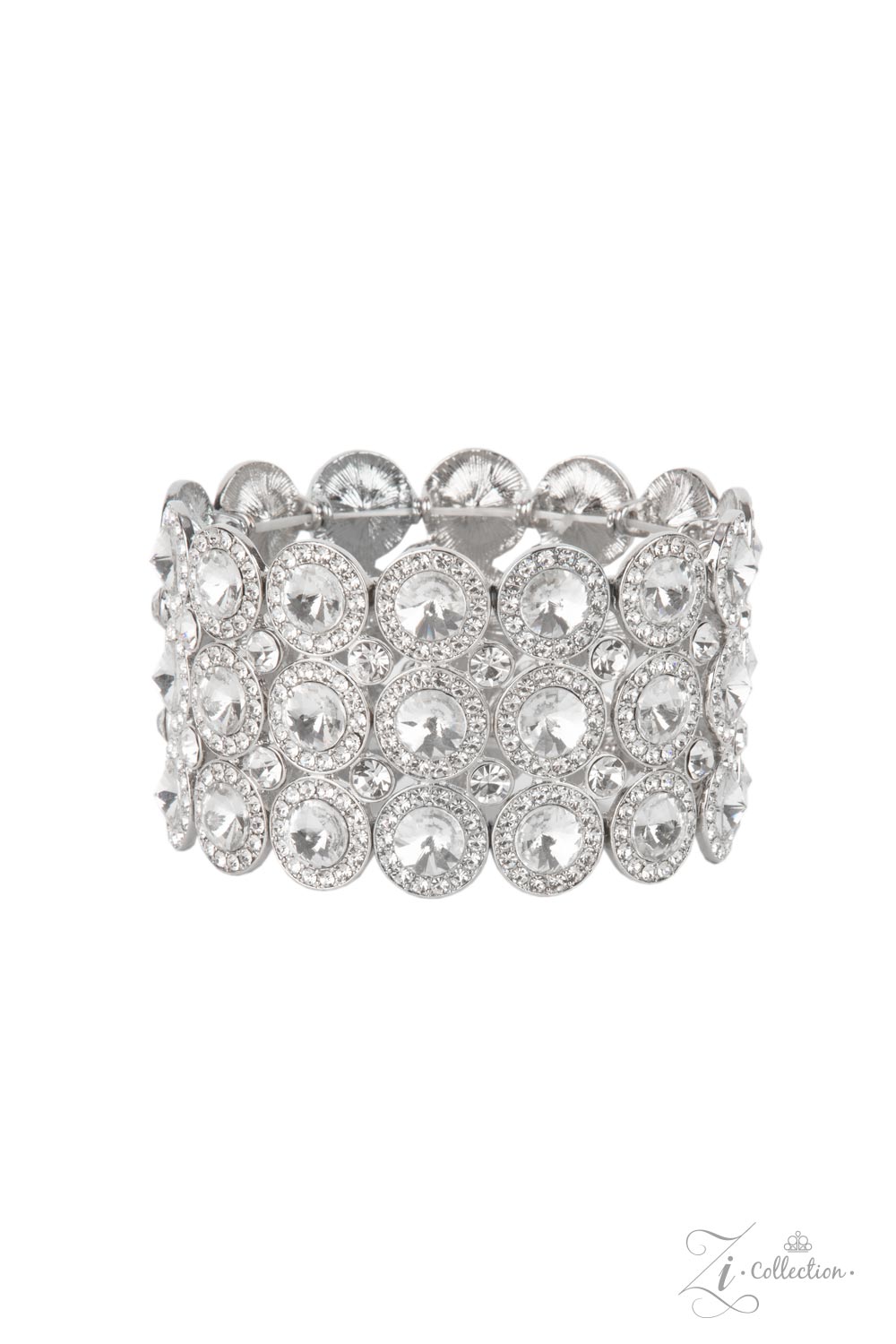 Celebratory Sparkle White Rhinestone Zi Collection Bracelet - Paparazzi Accessories- lightbox - CarasShop.com - Paparazzi Jewelry by Cara Jewels