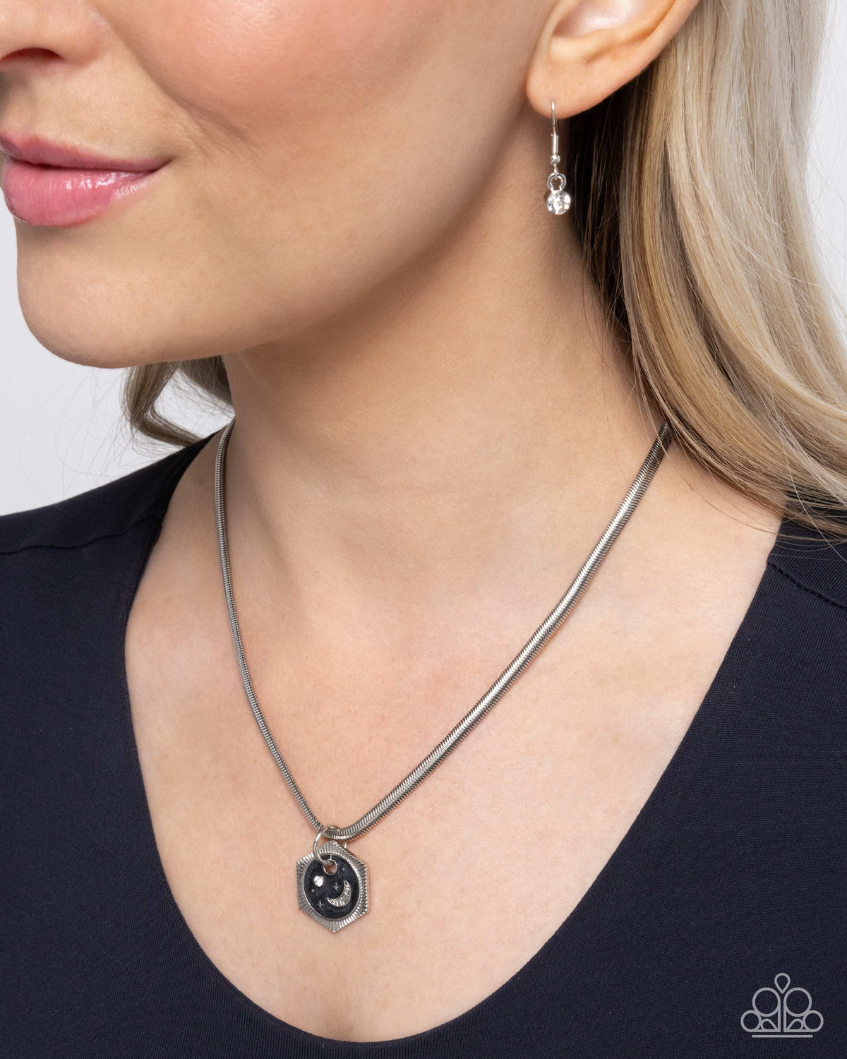 Celestial Catwalk Black Necklace - Paparazzi Accessories- on model - CarasShop.com - Paparazzi Jewelry by Cara Jewels