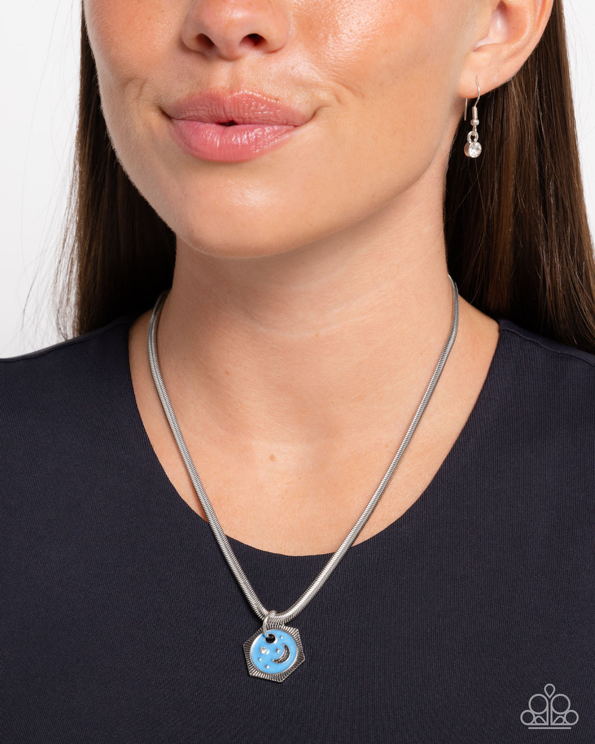 Celestial Catwalk Blue Necklace - Paparazzi Accessories- on model - CarasShop.com - Paparazzi Jewelry by Cara Jewels
