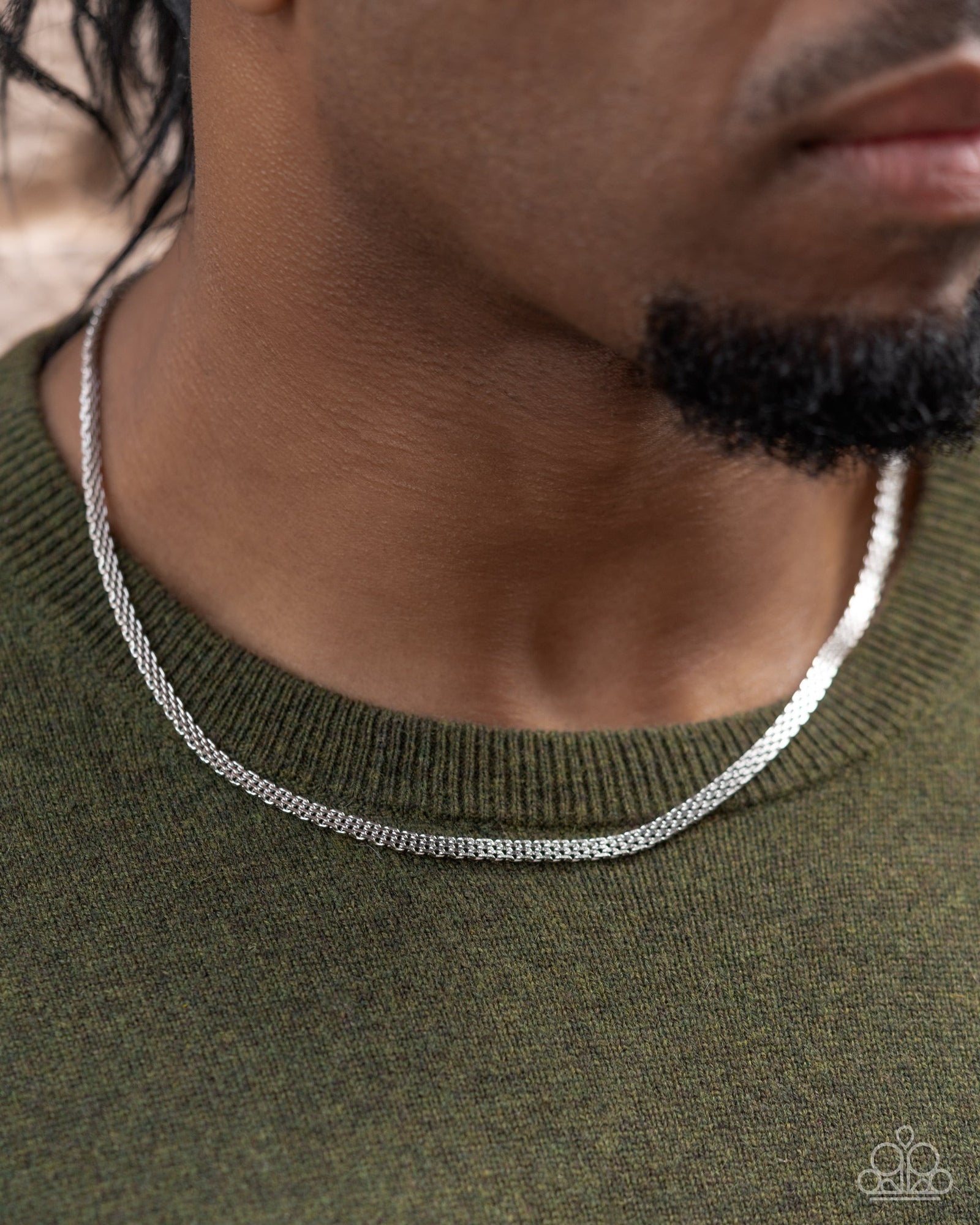 Chained Character Men's Silver Necklace - Paparazzi Accessories- lightbox - CarasShop.com - Paparazzi Jewelry by Cara Jewels