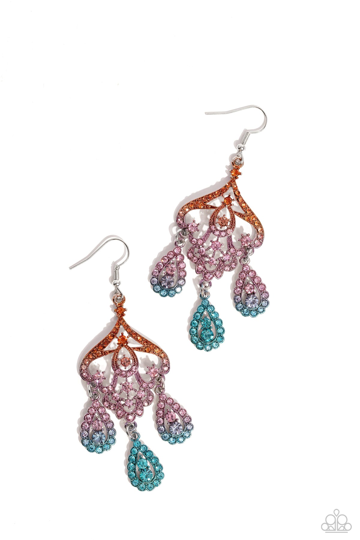 Chandelier Command Multi Ombre Rhinestone Earrings - Paparazzi Accessories- lightbox - CarasShop.com - Paparazzi Jewelry by Cara Jewels
