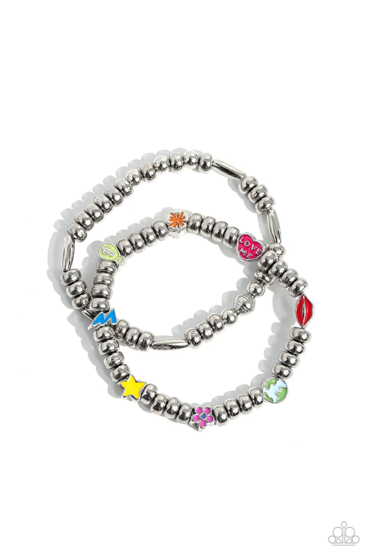 Charming Campaign Multi & Silver Bracelet - Paparazzi Accessories- lightbox - CarasShop.com - Paparazzi Jewelry by Cara Jewels