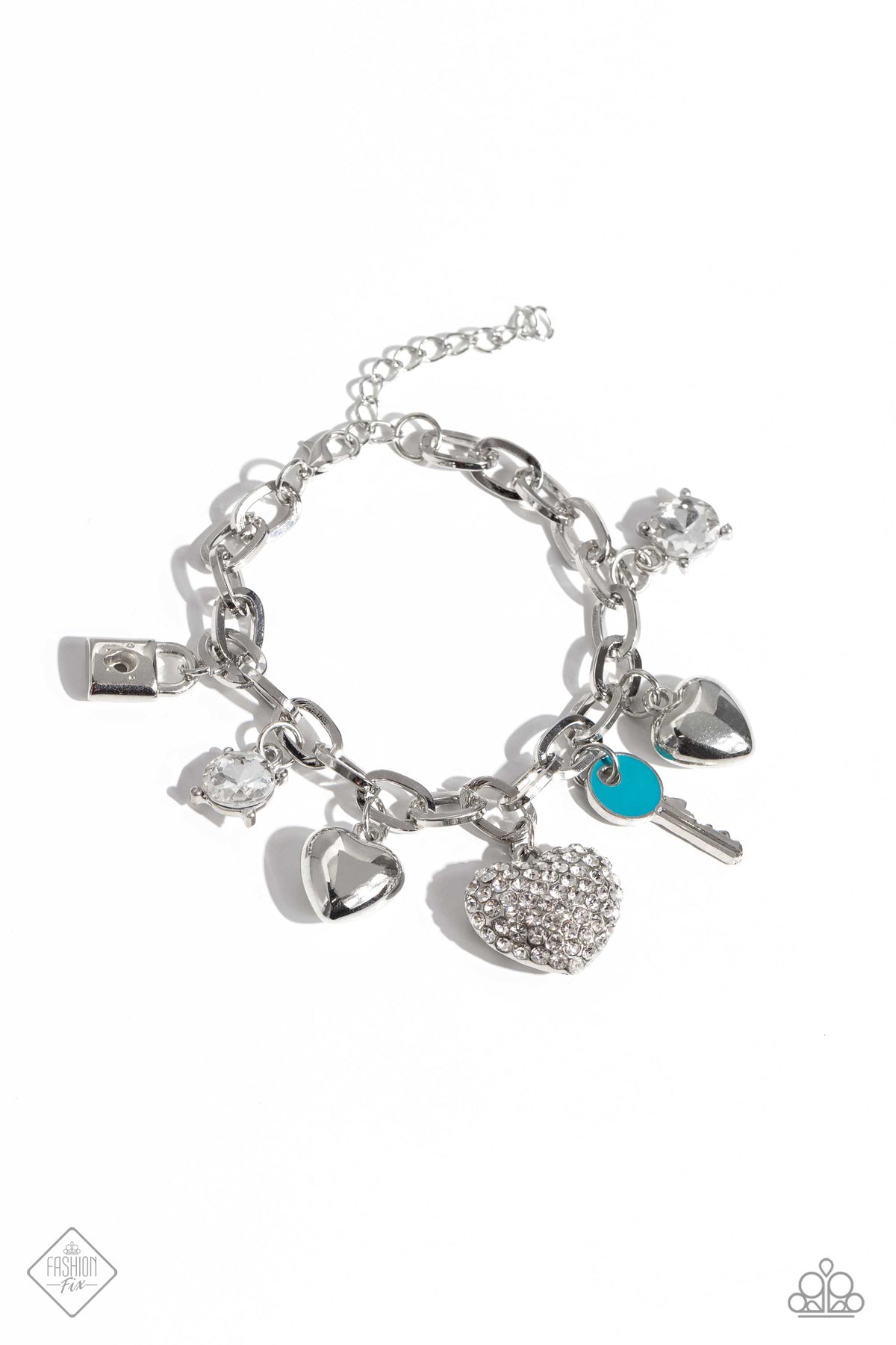 Charming Color White & Silver Charm Bracelet - Paparazzi Accessories- lightbox - CarasShop.com - Paparazzi Jewelry by Cara Jewels