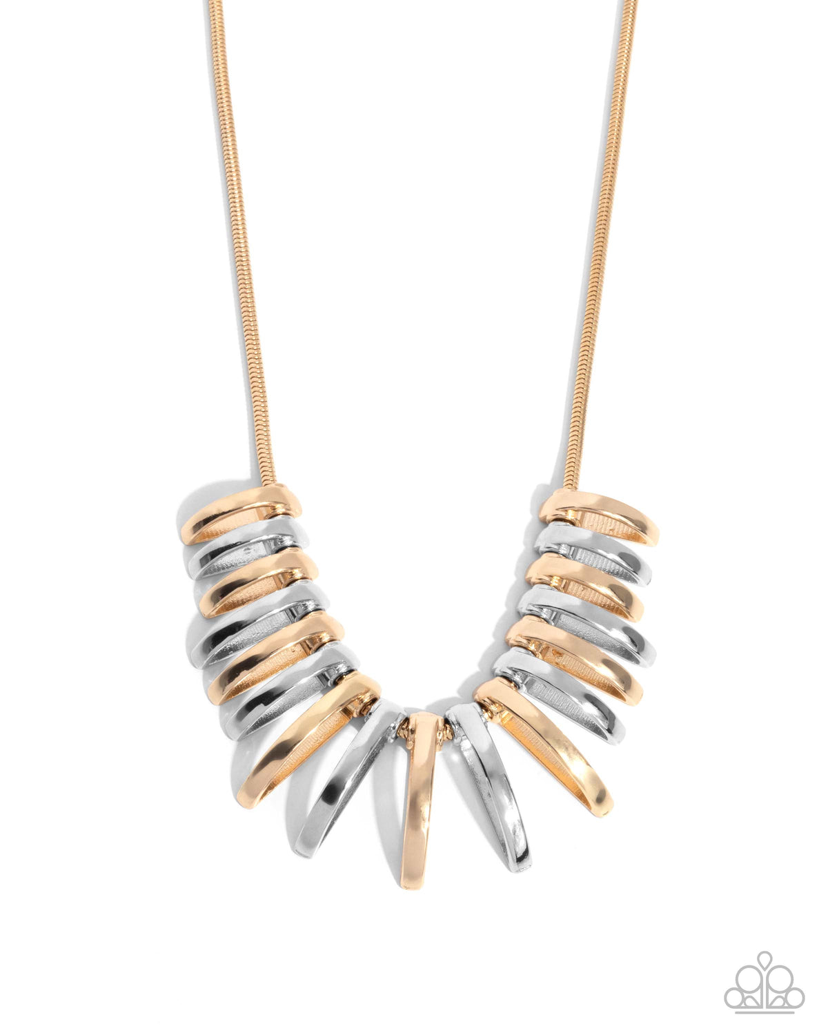 Chasing Chic Multi Gold & Silver Necklace - Paparazzi Accessories- lightbox - CarasShop.com - Paparazzi Jewelry by Cara Jewels