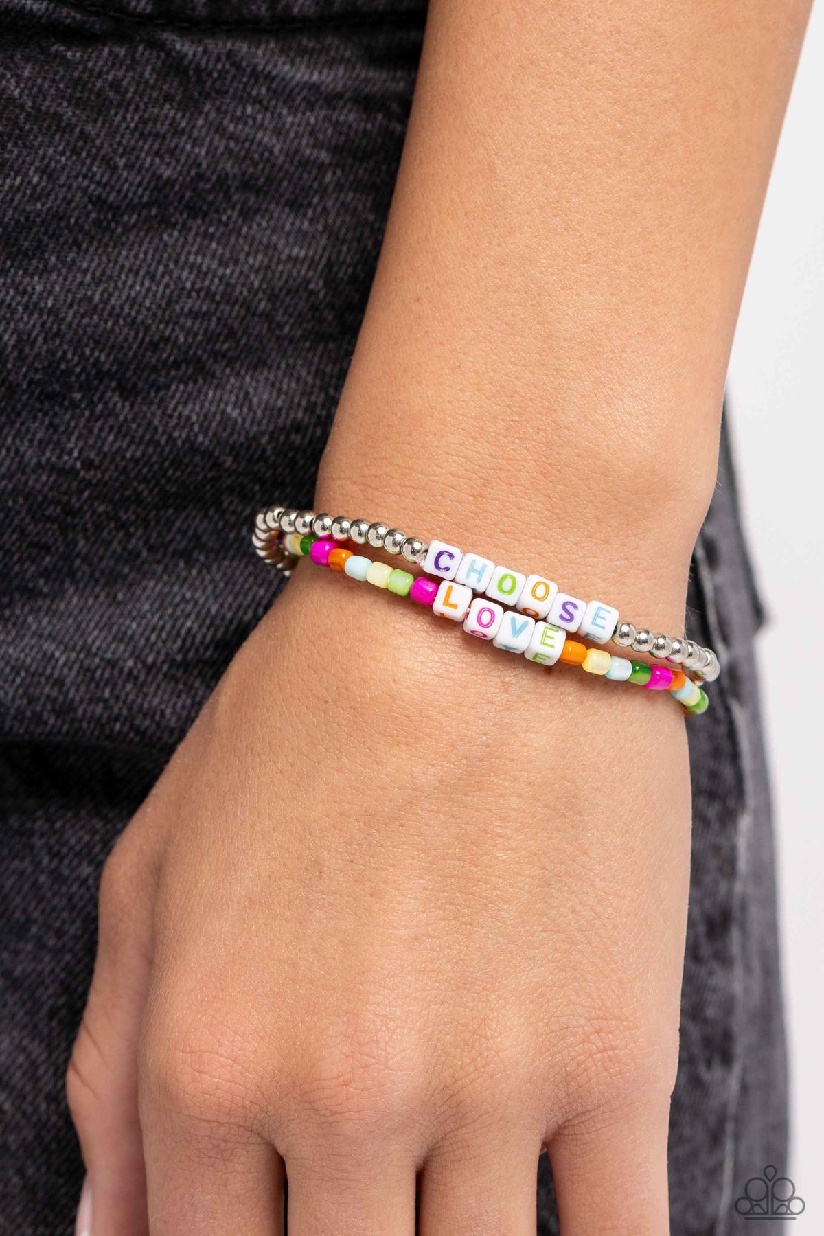 Chasing Love Multi Inspirational Bracelet - Paparazzi Accessories- on model - CarasShop.com - Paparazzi Jewelry by Cara Jewels