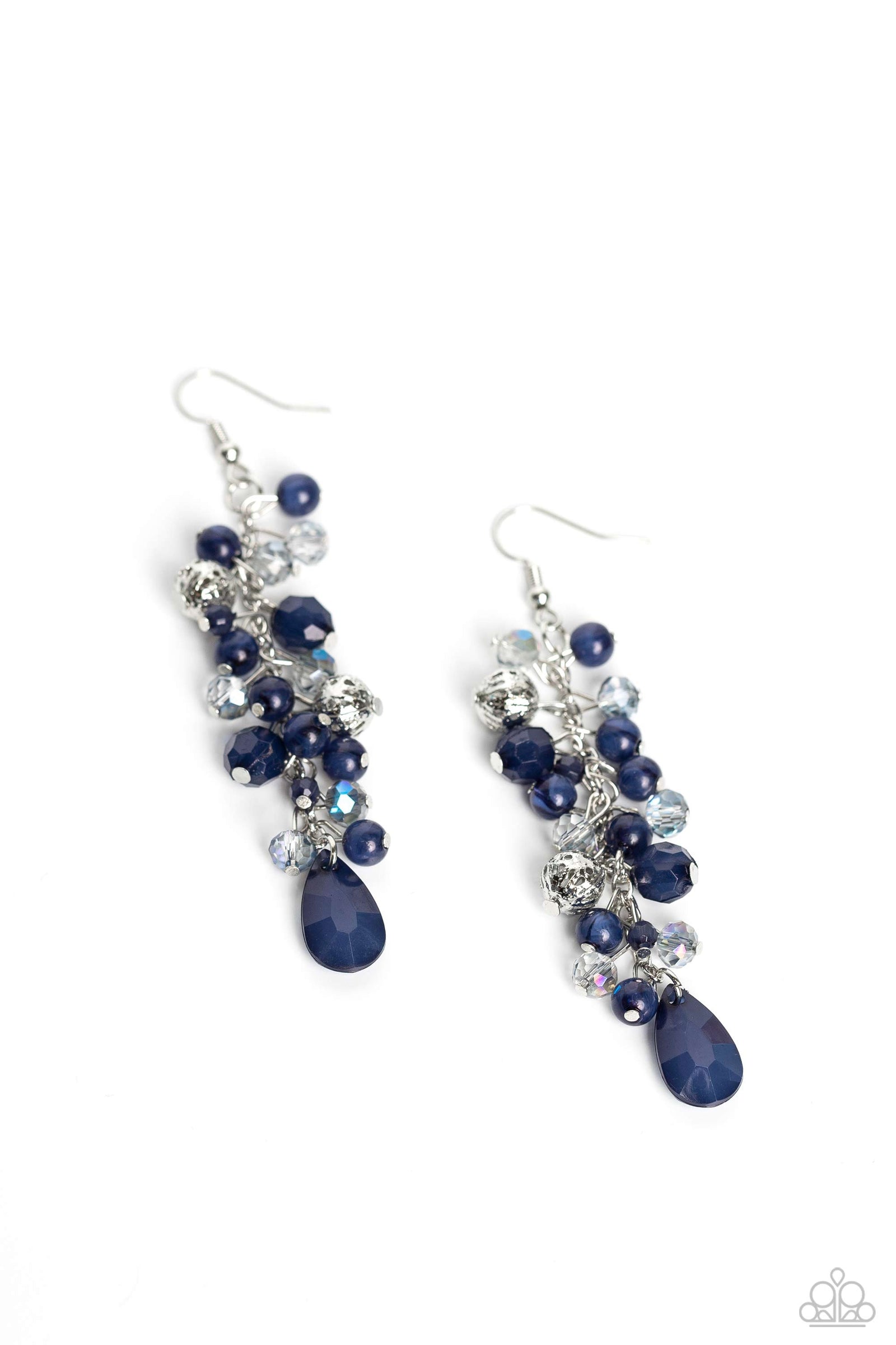 Cheeky Cascade Blue Earrings - Paparazzi Accessories- lightbox - CarasShop.com - Paparazzi Jewelry by Cara Jewels