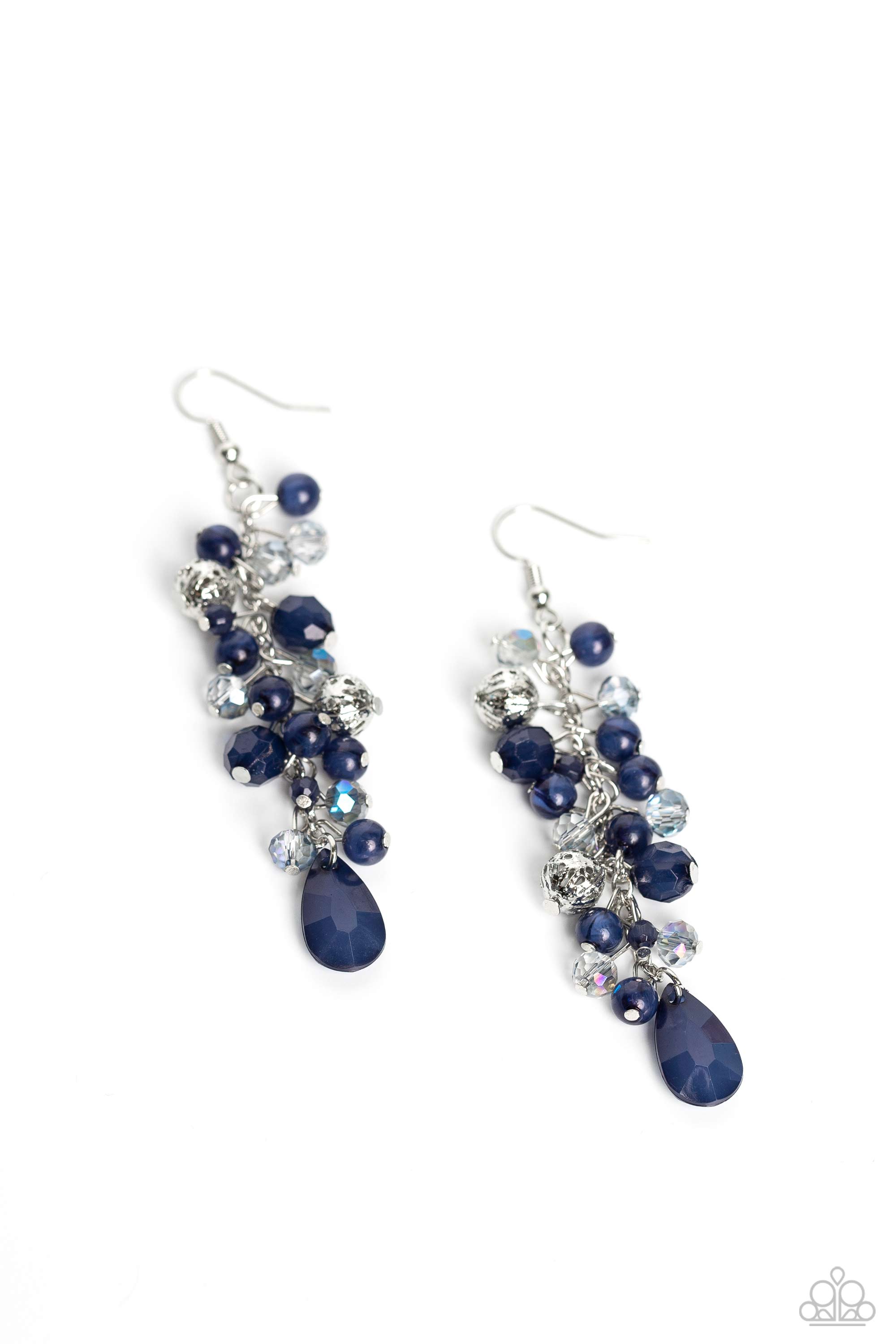 Cheeky Cascade Blue Earrings - Paparazzi Accessories- lightbox - CarasShop.com - Paparazzi Jewelry by Cara Jewels