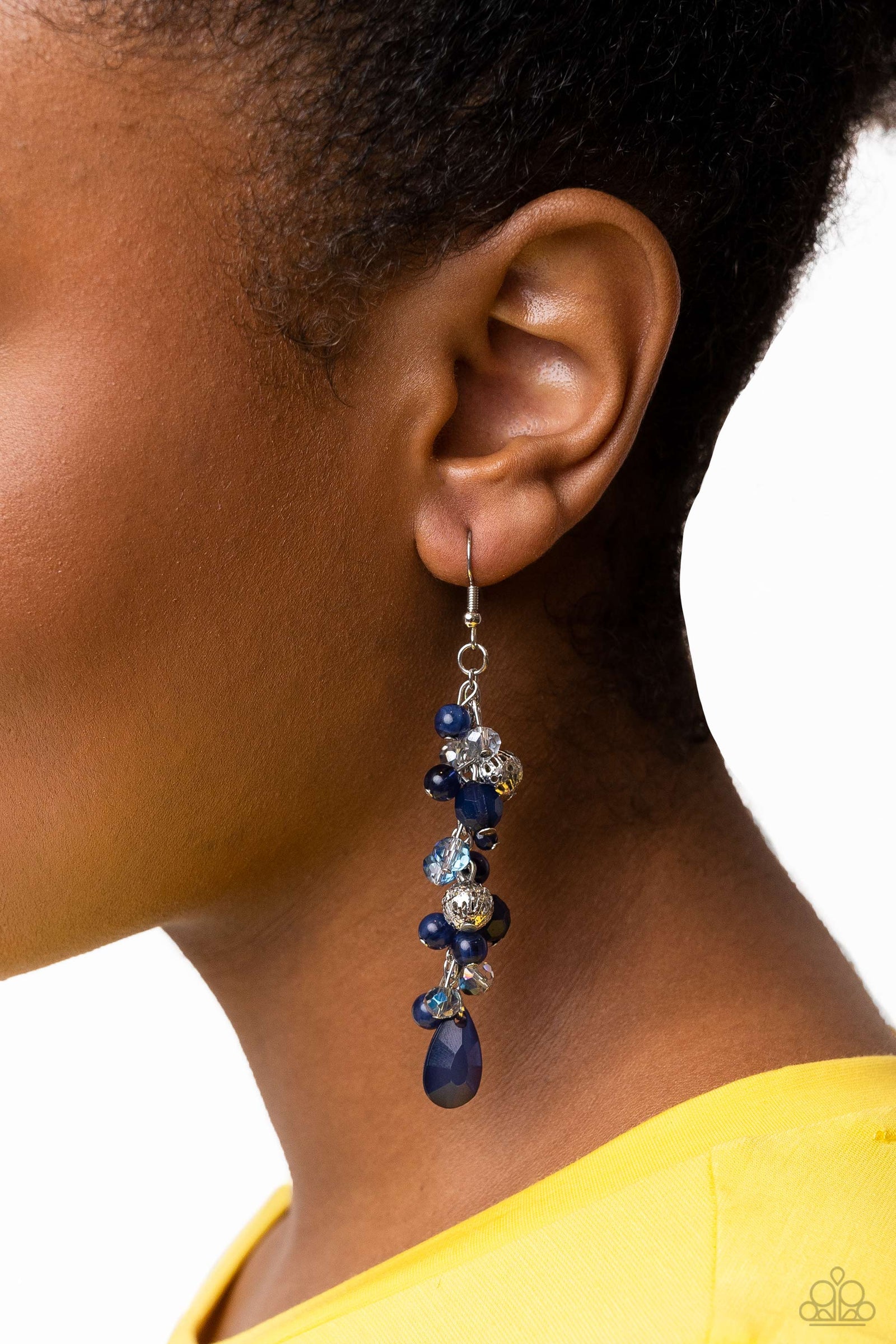 Cheeky Cascade Blue Earrings - Paparazzi Accessories- lightbox - CarasShop.com - Paparazzi Jewelry by Cara Jewels
