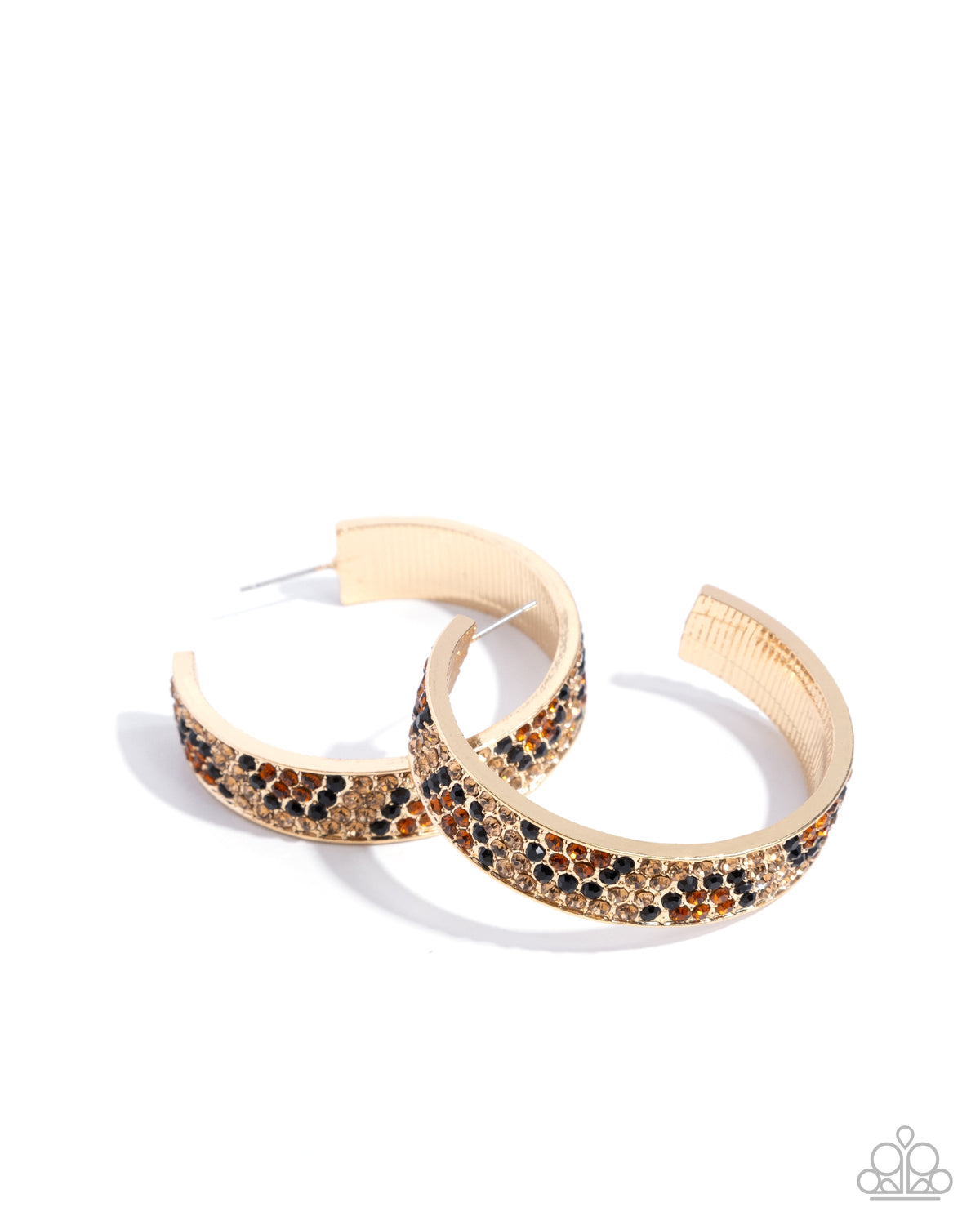 Cheetah Clique Gold Hoop Earrings - Paparazzi Accessories- lightbox - CarasShop.com - Paparazzi Jewelry by Cara Jewels