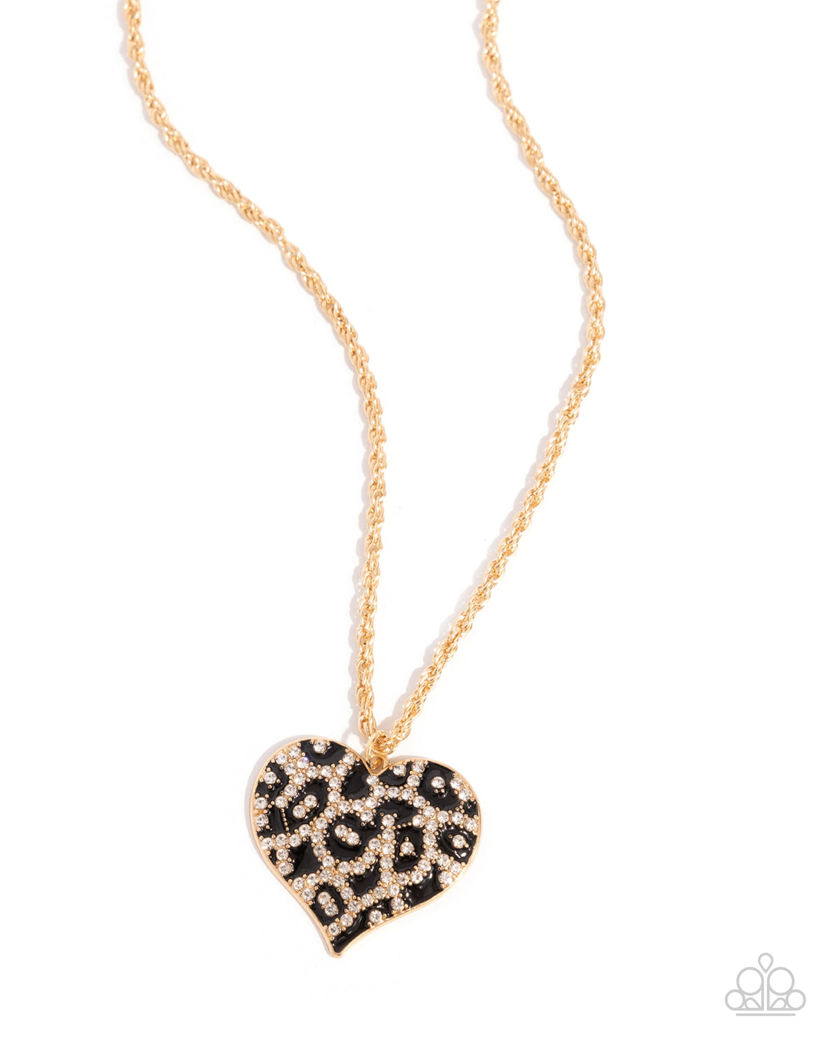 Cheetah Compound Gold & Black Heart Necklace - Paparazzi Accessories- lightbox - CarasShop.com - Paparazzi Jewelry by Cara Jewels