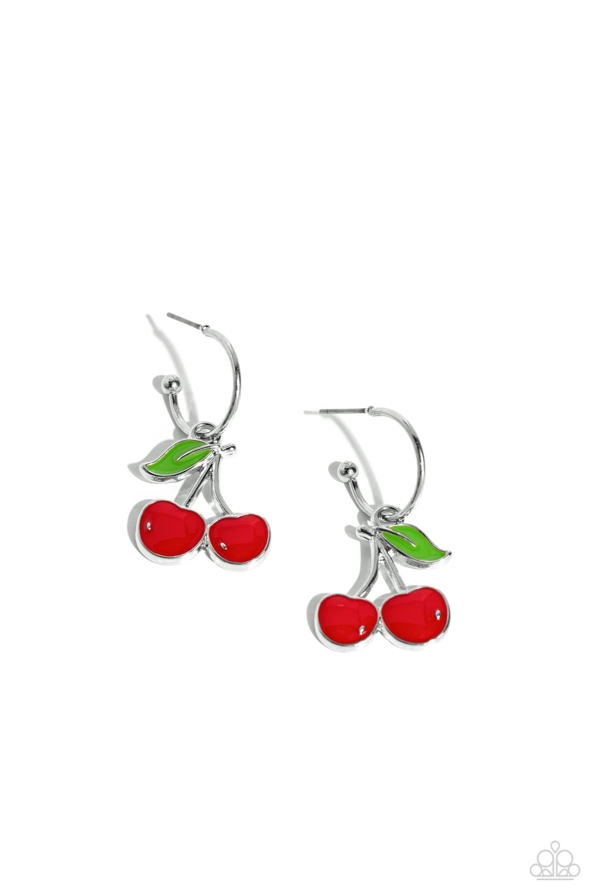 Cherry Caliber Red Hoop Earrings - Paparazzi Accessories- lightbox - CarasShop.com - Paparazzi Jewelry by Cara Jewels