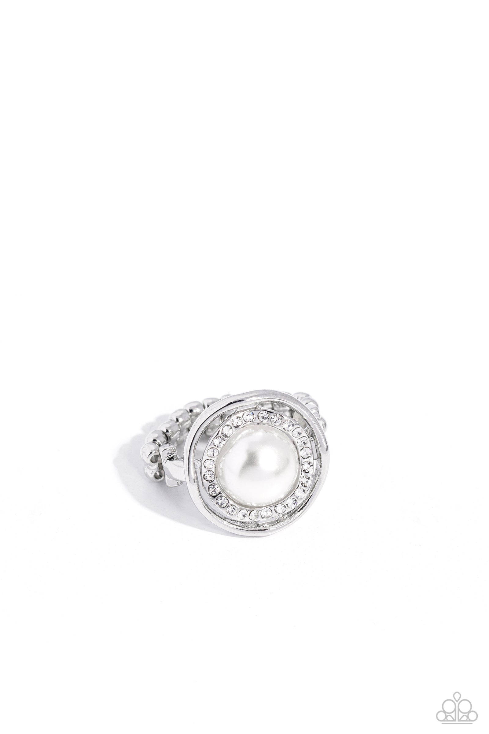 Chic Center White Ring - Paparazzi Accessories- lightbox - CarasShop.com - Paparazzi Jewelry by Cara Jewels