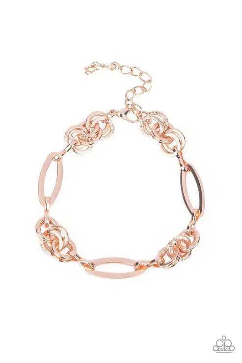 Chic Charmer Rose Gold Bracelet - Paparazzi Accessories- lightbox - CarasShop.com - Paparazzi Jewelry by Cara Jewels