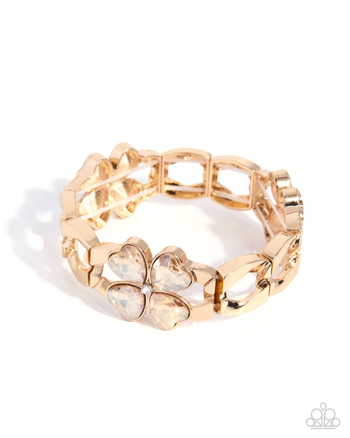 Chic Clover Gold Gem Bracelet - Paparazzi Accessories- lightbox - CarasShop.com - Paparazzi Jewelry by Cara Jewels