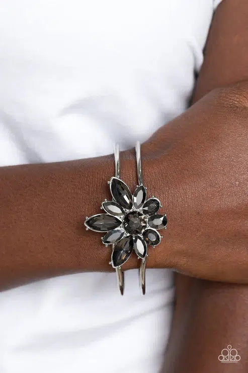 Chic Corsage Silver Bracelet - Paparazzi Accessories- on model - CarasShop.com - Paparazzi Jewelry by Cara Jewels