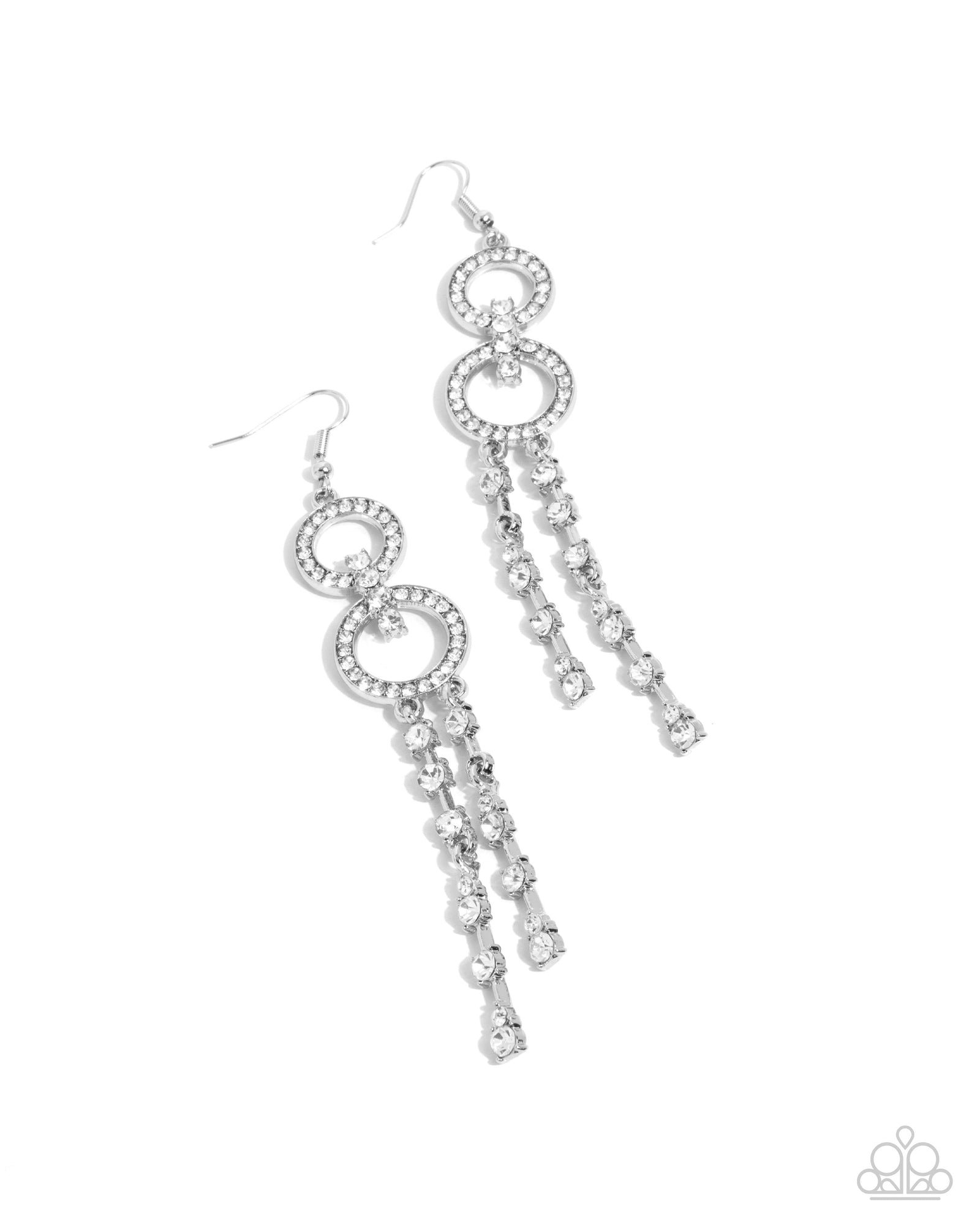 Chic Crowd White Rhinestone Earrings - Paparazzi Accessories- lightbox - CarasShop.com - Paparazzi Jewelry by Cara Jewels