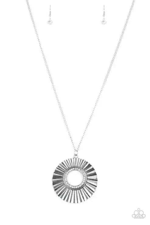 Chicly Centered White Necklace - Paparazzi Accessories- lightbox - CarasShop.com - Paparazzi Jewelry by Cara Jewels