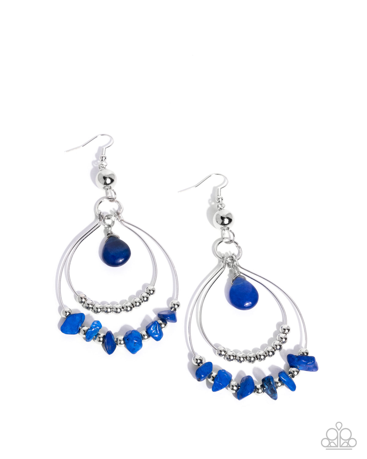 Chiseled Cascade Blue Lapis Stone Earrings - Paparazzi Accessories- lightbox - CarasShop.com - Paparazzi Jewelry by Cara Jewels
