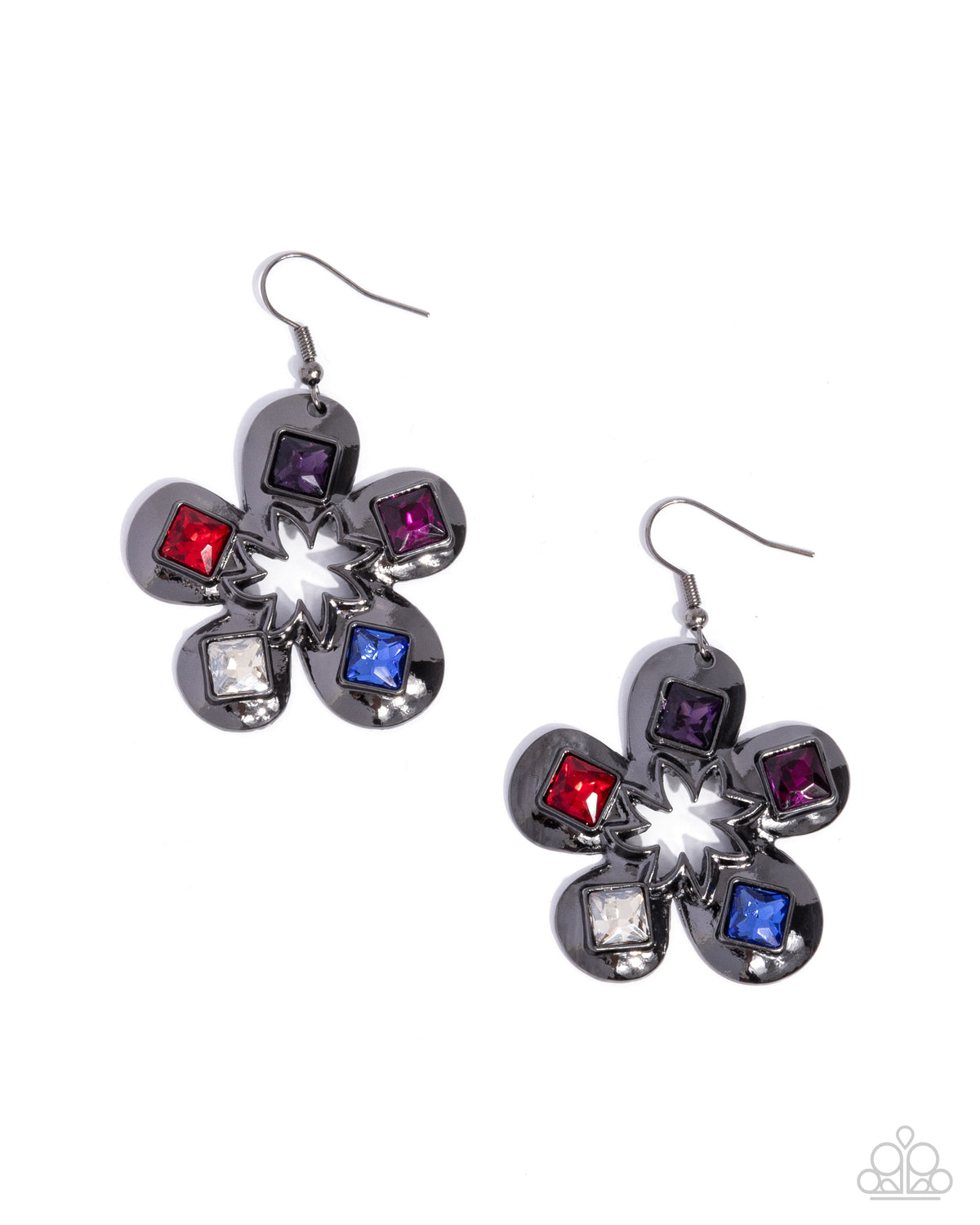 Circus Conservatory Gunmetal Black Flower Earrings - Paparazzi Accessories- lightbox - CarasShop.com - Paparazzi Jewelry by Cara Jewels