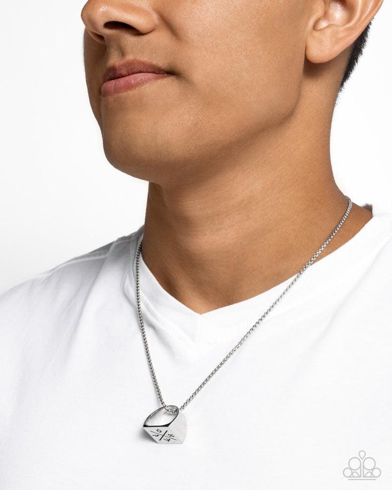 City Chase Men's Silver Necklace - Paparazzi Accessories- on model - CarasShop.com - Paparazzi Jewelry by Cara Jewels