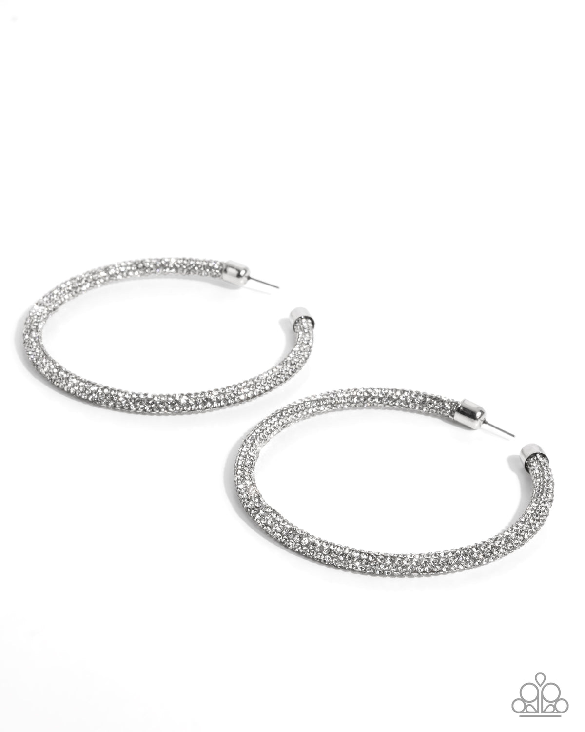 Classy Condition White Hoop Earrings - Paparazzi Accessories- lightbox - CarasShop.com - Paparazzi Jewelry by Cara Jewels