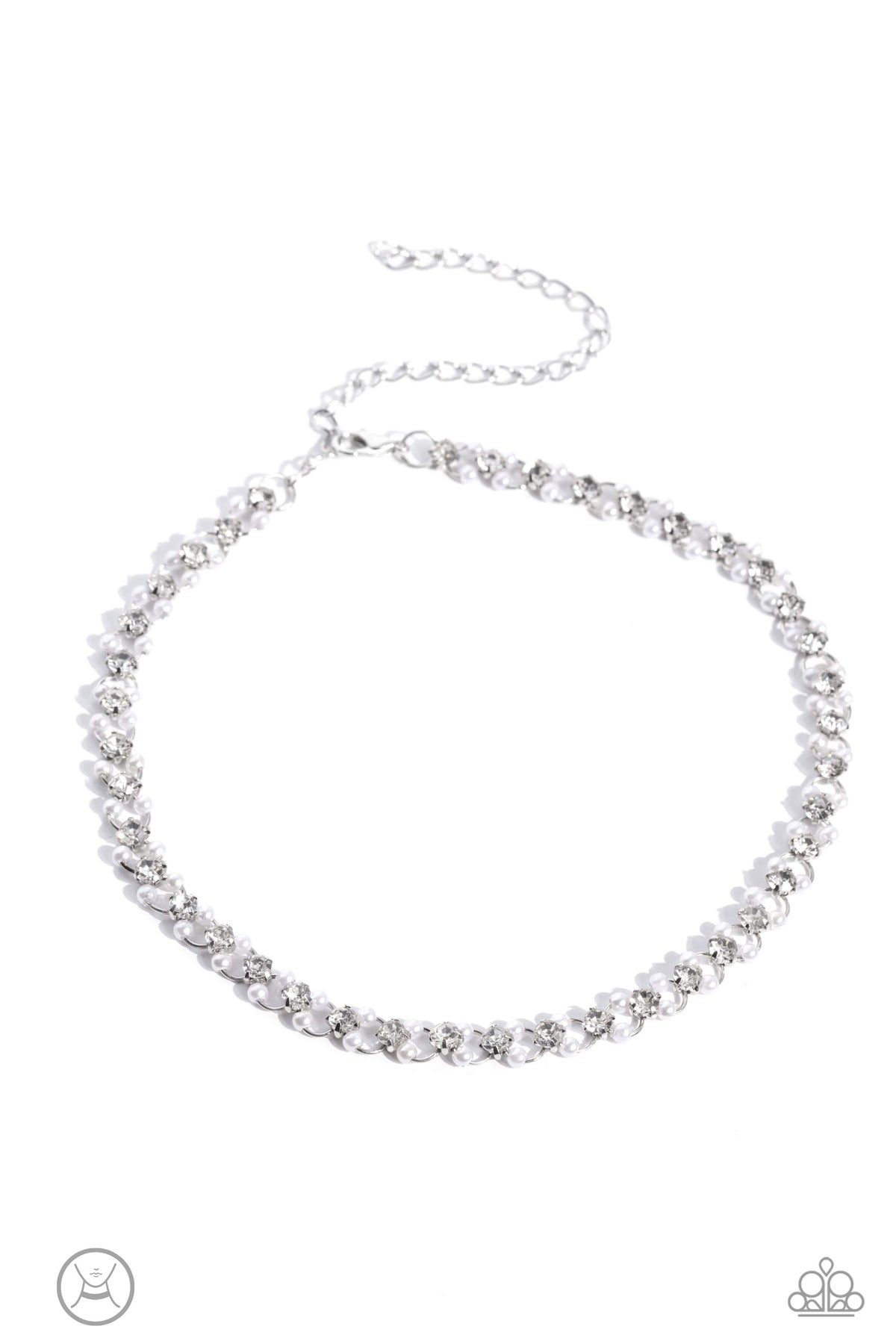 Classy Couture White Pearl Choker Necklace - Paparazzi Accessories- lightbox - CarasShop.com - Paparazzi Jewelry by Cara Jewels