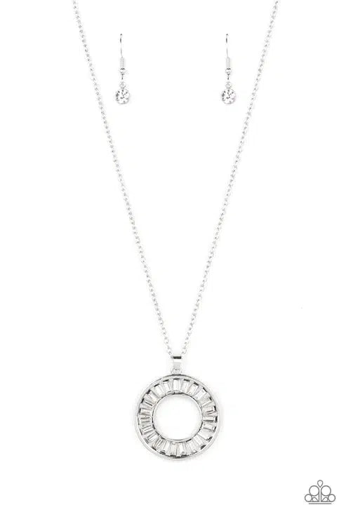 Clique Couture White Rhinestone Necklace - Paparazzi Accessories- lightbox - CarasShop.com - Paparazzi Jewelry by Cara Jewels