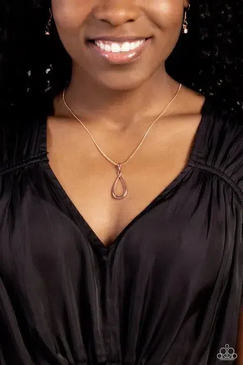 Close To You Copper Necklace - Paparazzi Accessories-on model - CarasShop.com - Paparazzi Jewelry by Cara Jewels