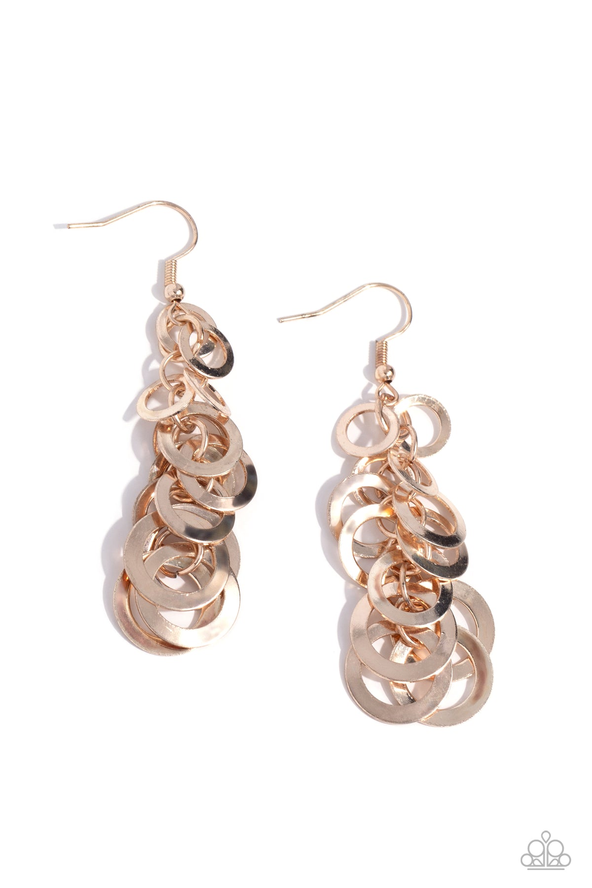Closed Circuit Sass Rose Gold Earrings - Paparazzi Accessories- lightbox - CarasShop.com - Paparazzi Jewelry by Cara Jewels