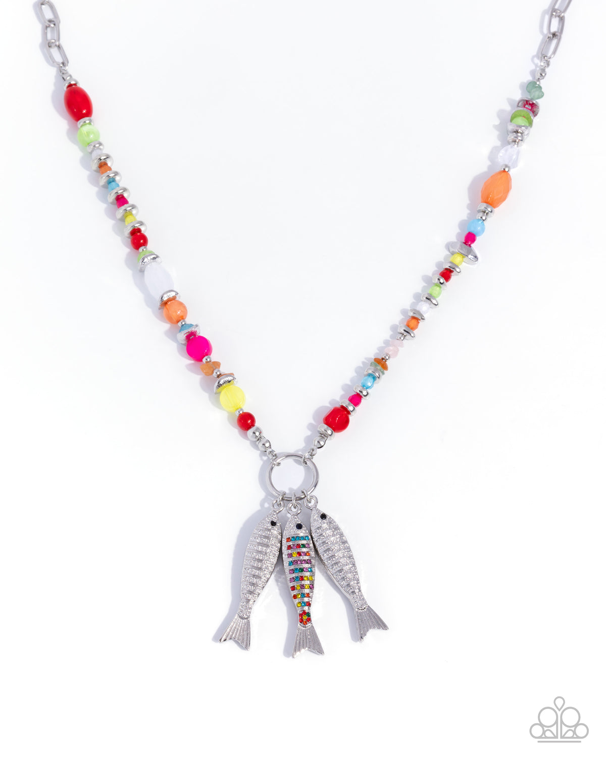 Coastal Caprice Multi Fish Necklace - Paparazzi Accessories- lightbox - CarasShop.com - Paparazzi Jewelry by Cara Jewels
