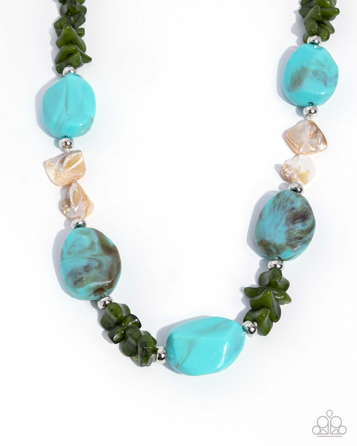 Coastal Cha Cha Blue & Multi Necklace - Paparazzi Accessories- lightbox - CarasShop.com - Paparazzi Jewelry by Cara Jewels