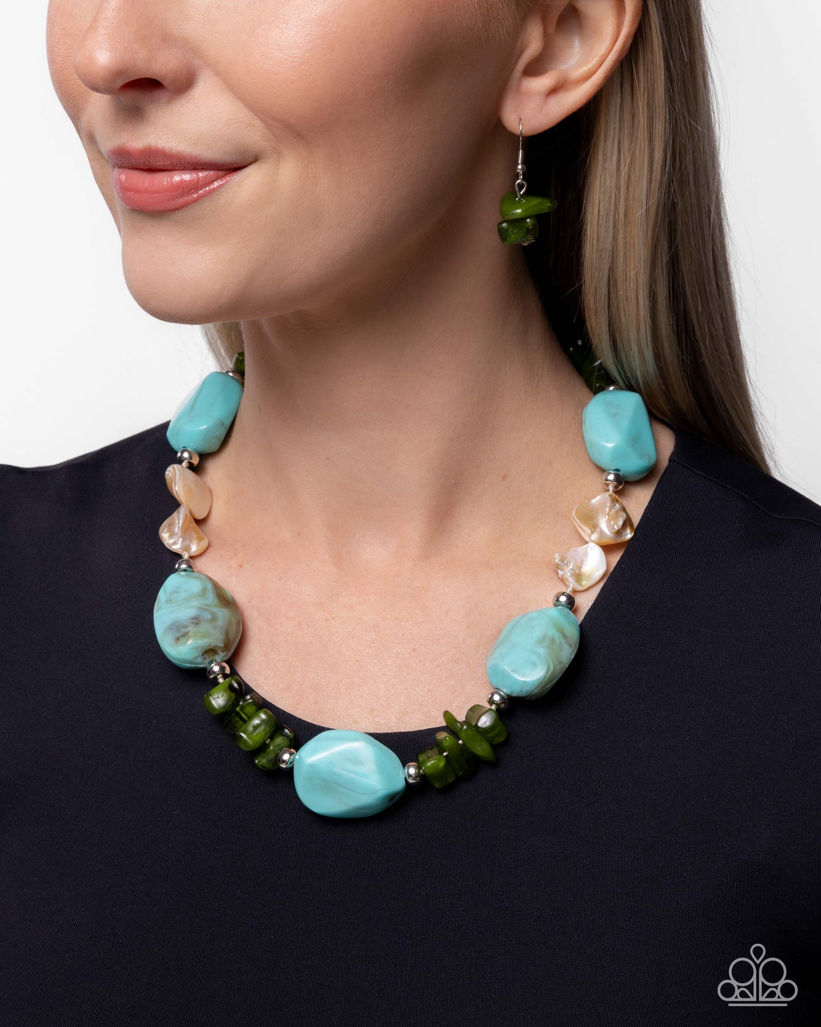 Coastal Cha Cha Blue & Multi Necklace - Paparazzi Accessories- lightbox - CarasShop.com - Paparazzi Jewelry by Cara Jewels