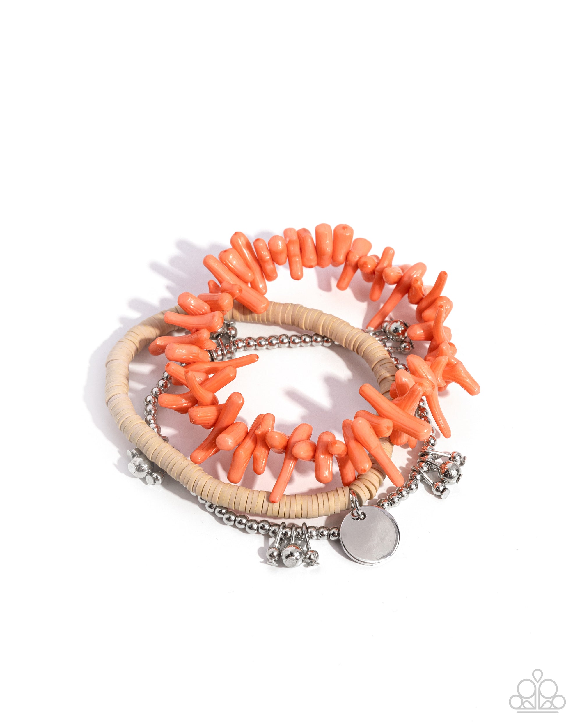 Coastal Collection Coral Orange Bracelet - Paparazzi Accessories- lightbox - CarasShop.com - Paparazzi Jewelry by Cara Jewels