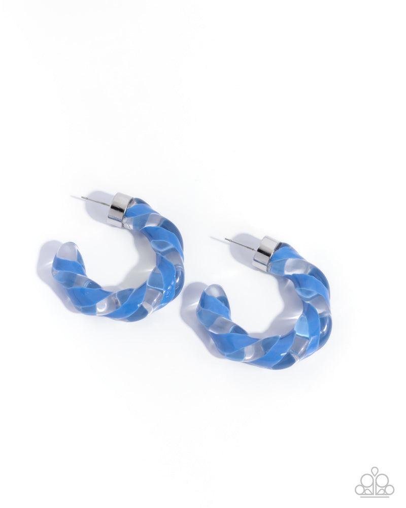 Coiled Cameo Blue Acrylic Hoop Earrings - Paparazzi Accessories- lightbox - CarasShop.com - Paparazzi Jewelry by Cara Jewels